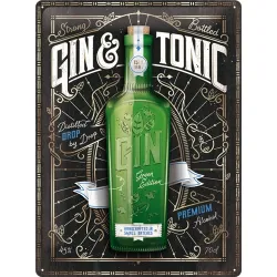 Tablica szyld GIN & TONIC drink bar 30x40 stal