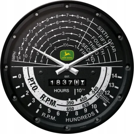 Zegar ścienny JOHN DEERE na prezent metal+szkło