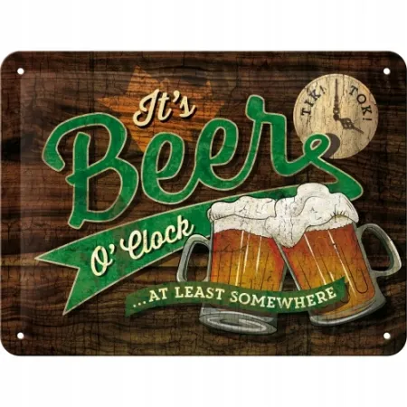 Plakat 15 x 20cm Beer O Clock Glas 26214