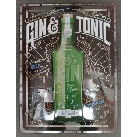 Tablica szyld GIN & TONIC drink bar 30x40 stal