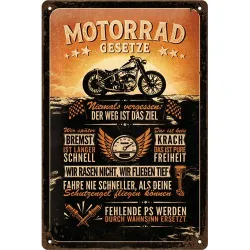 Plakat metalowy 20x30 cm Motorrad Gesetze Prawo Motocyklowe 22447