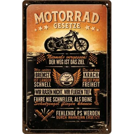Plakat metalowy 20x30 cm Motorrad Gesetze Prawo Motocyklowe 22447