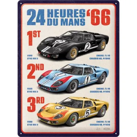 Plakat metalowy 30x40 cm 24h Le Mans 1966 Ford GT40 23385